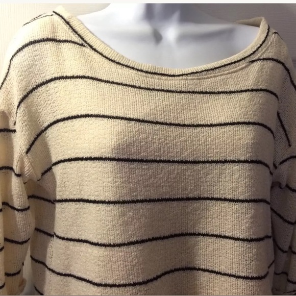 POSTMARK Latitude Peplum Blouse Striped Shirt Top Ivory Black Anthropologie Bow - Picture 5 of 8